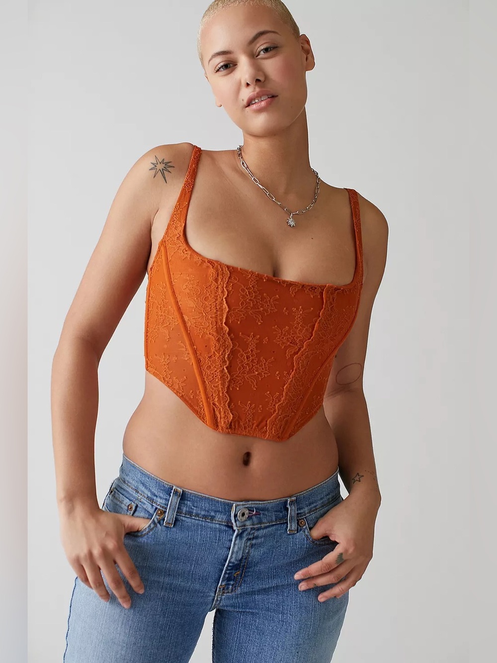 Urban Outfitters Out From Under Lovestruck Orange Corset Top